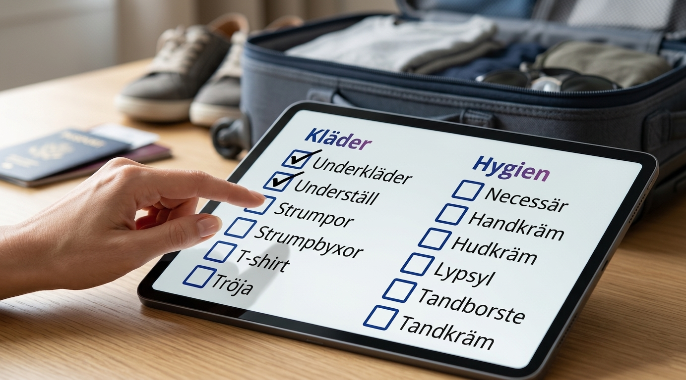 Packlista för resa – barn 6+ år