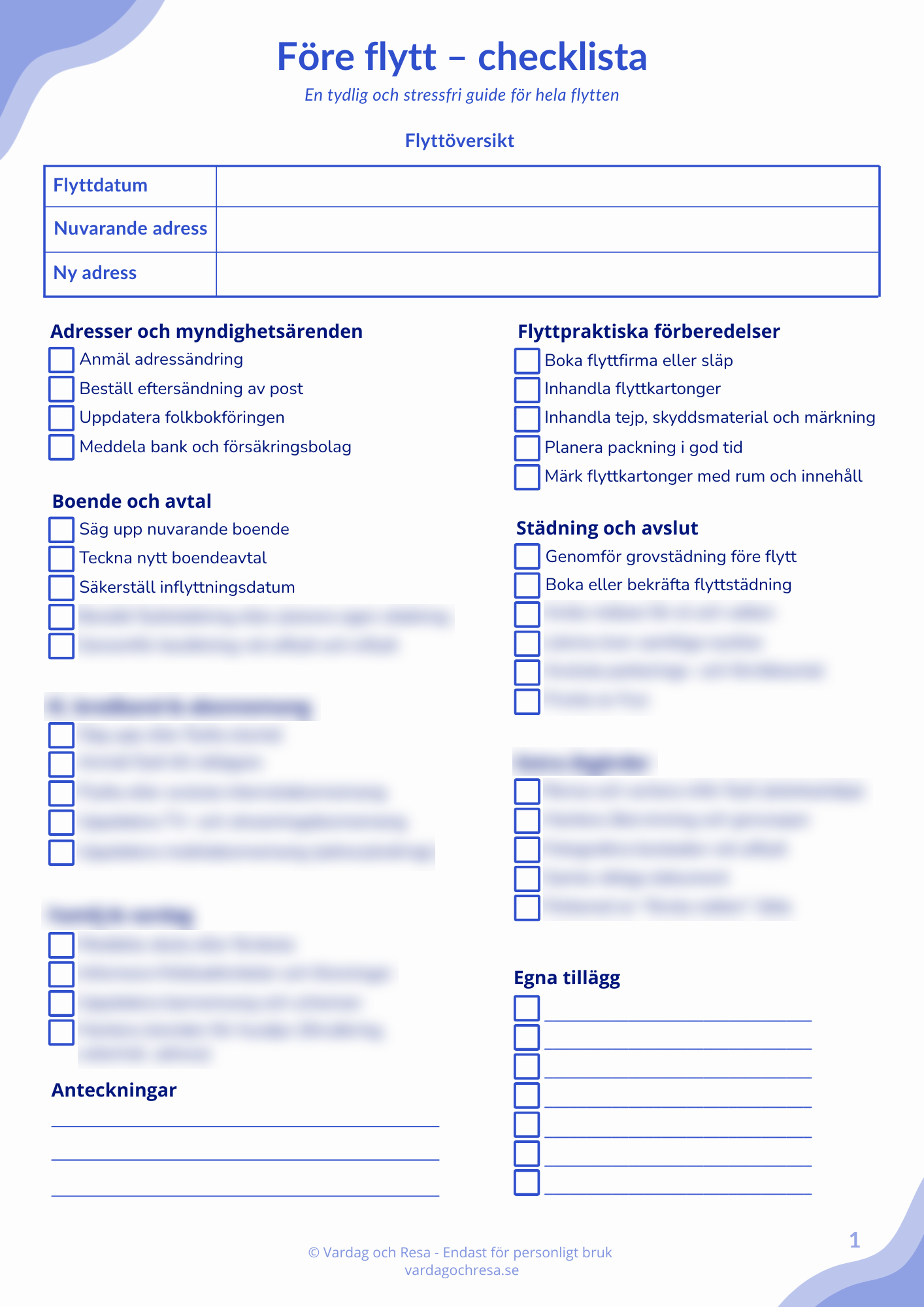 Flyttchecklista – komplett checklista för flytt