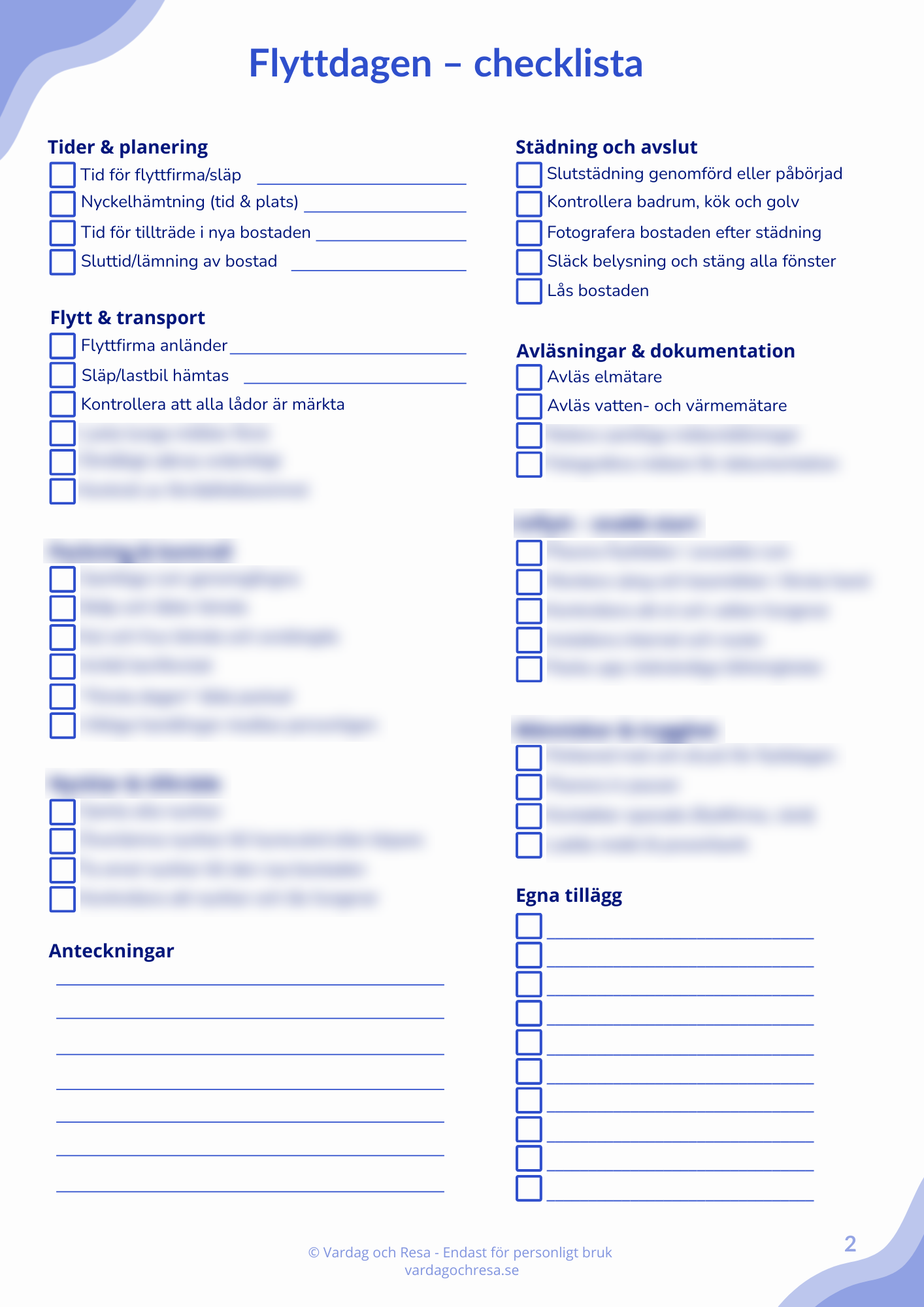 Flyttchecklista – komplett checklista för flytt
