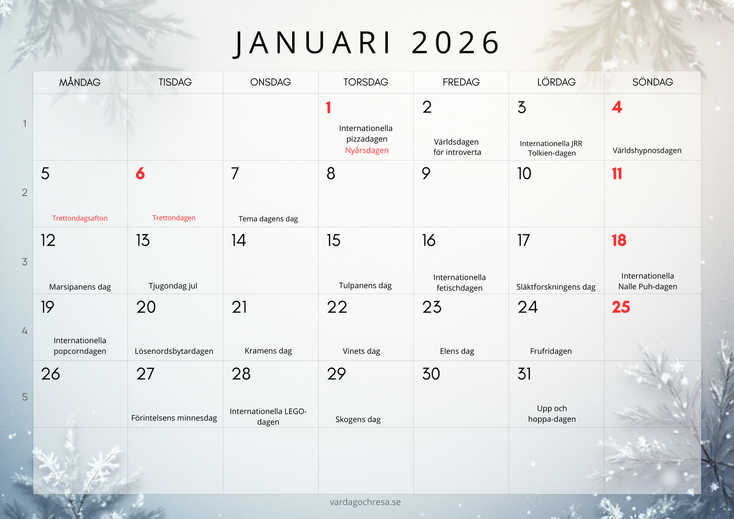 Temakalender 2026
